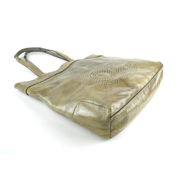 Coach Vintage Op Art Taupe Patent Leather Tote 17020 - Picture 2 of 16